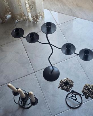 3 candelabri in ferro battuto