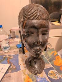 testa africana donna ebano legno