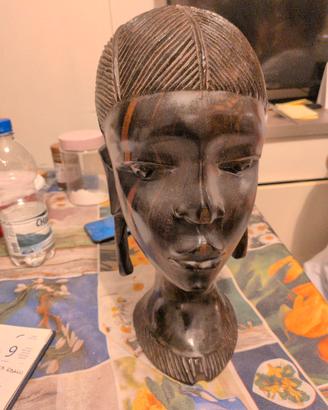 testa africana donna ebano legno
