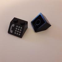 Lego 3039p12 - Mattoncino nero con telefono bianco