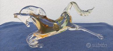 Scultura cavallo vetro artistico Murano