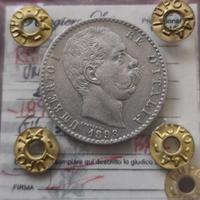 Regno Umberto I,2 lire 1898 rara,ag,perizia bb+