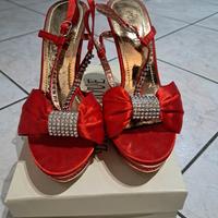 Sandali donna n.36 rosse/brillantini 