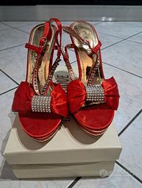 Sandali donna n.36 rosse/brillantini 