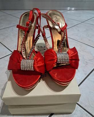 Sandali donna n.36 rosse/brillantini 