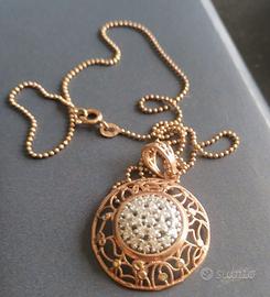 Collana rosata in argento con ciondolo