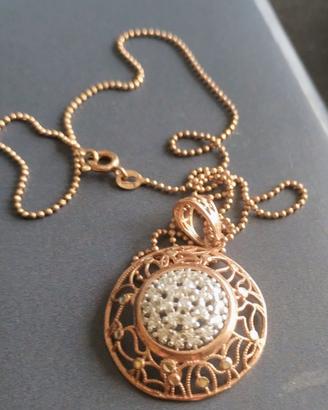 Collana rosata in argento con ciondolo