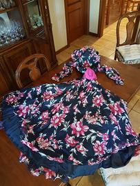 Vestito abito da sposa vera seta chiffon, taglia M