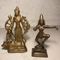 2 statue sculture antiche bronzo ottone