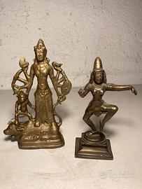 2 statue sculture antiche bronzo ottone