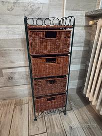 Cassettiera rattan e ferro