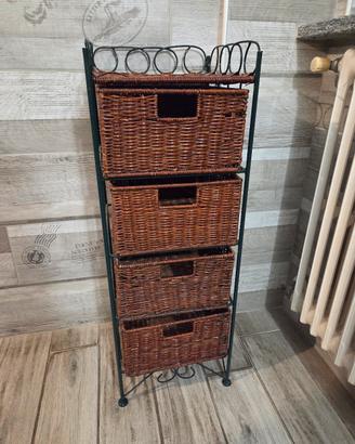 Cassettiera rattan e ferro