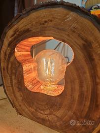 lampada in puro legno di castagno