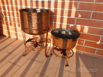 Portavasi con piedini in rame 2pz