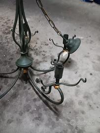 lampadario in ferro verde 5 luci casa soggiorno 