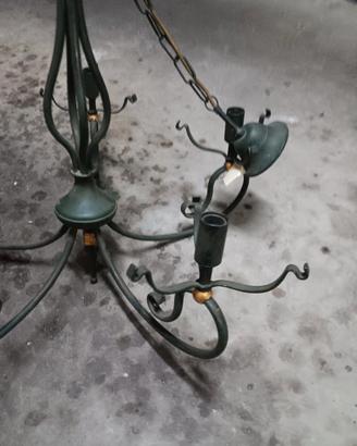 lampadario in ferro verde 5 luci casa soggiorno 