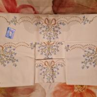 Antico set lenzuola in puro lino ricamato -Made i