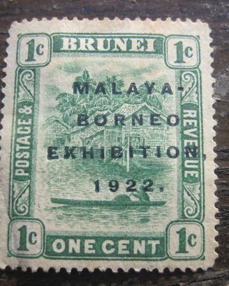 francobollo brunei one cent 1922
