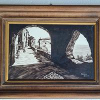 Dipinto su ceramica Barone G. Donna d'Oldenico