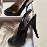 Décolleté con tacco alto e plateau nere, n.39