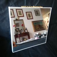 Specchio con cornice in legno bianco, cm 31 x 31