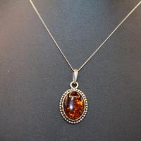 Stupenda collana ciondolo argento ambra Baltica