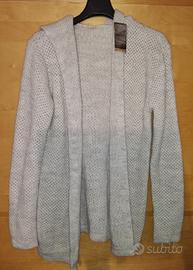 Cardigan lungo aperto con cappuccio