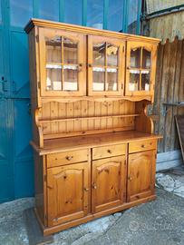 Credenza con vetrina in pino massello