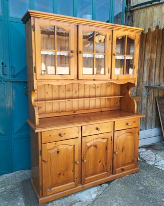 Credenza con vetrina in pino massello