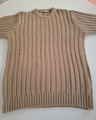 maglione a coste beige
