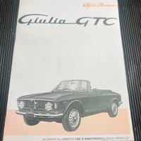 Libretto Uso e Manutenzione Alfa Romeo Giulia GTC