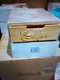 porta cialde e capsule di legno con base in vetro