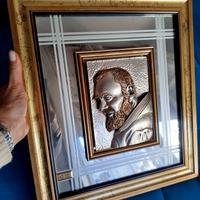 Quadro in argento e oro Padre Pio LM design 