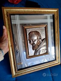 Quadro in argento e oro Padre Pio LM design 