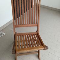 Sedia da Giardino Pieghevole in Legno Massello - 