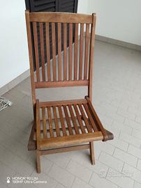 Sedia da Giardino Pieghevole in Legno Massello - 