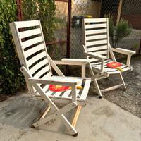 Coppia di sedie da giardino in legno pieghevoli