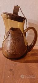 Caraffa per sangria in vetro ambrato vintage 