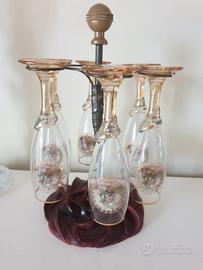 Set 6 calici decorati +porta bicchieri