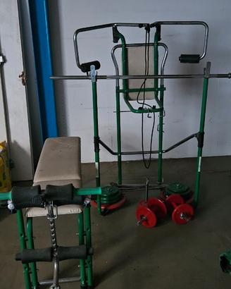 palestra multifunzione + pesi manubri e bilancere
