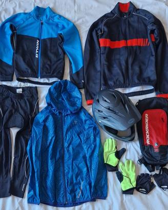 Lotto abbigliamento bici, 8/12 anni, giacche/casco