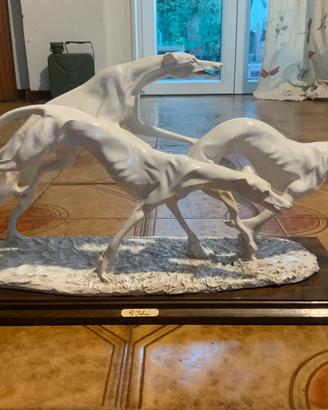 Scultura Auro Belcari Levrieri In Corsa-Dear
