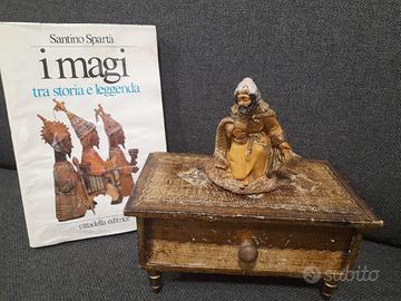 Statuina presepe vintage Re Magi Gaspare incenso d