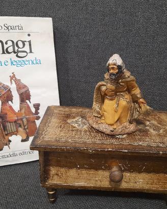 Statuina presepe vintage Re Magi Gaspare incenso d