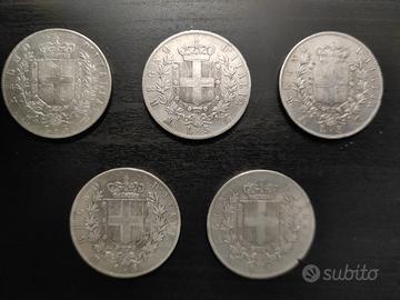 Lotto 5x 5 Lire “Scudone”, LEGGI LA DESCRIZIONE