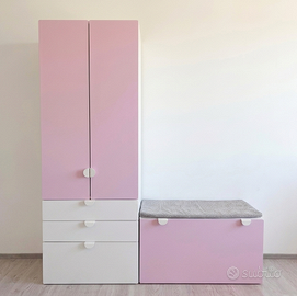 IKEA SMÅSTAD / PLATSA Bianco/Rosa Pallido + Panca