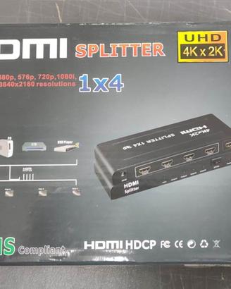 Splitter HDMI 1 ingresso 4 uscite 4K 3D completo