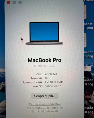 MacBook Pro 13” M1 2020 – 8GB RAM – SSD 512GB