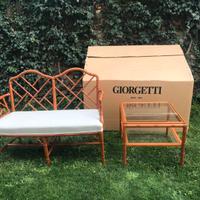 divanetto e tavolino in legno giorgetti - nuovo