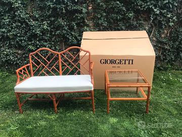 divanetto e tavolino in legno giorgetti - nuovo